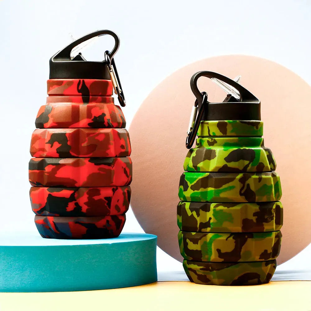 Foldable Water Bottle Food Grade Silicone Cycling Hiking Kettle With Hook - Bellarte Enchanté Foldable Water Bottle Food Grade Silicone Cycling Hiking Kettle With Hook